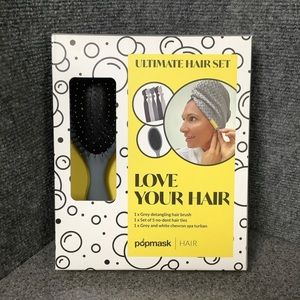Popmask Ultimate Hair Set Detangling Hair Brush Turban Ties